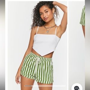 Womens striped drawstring shorts